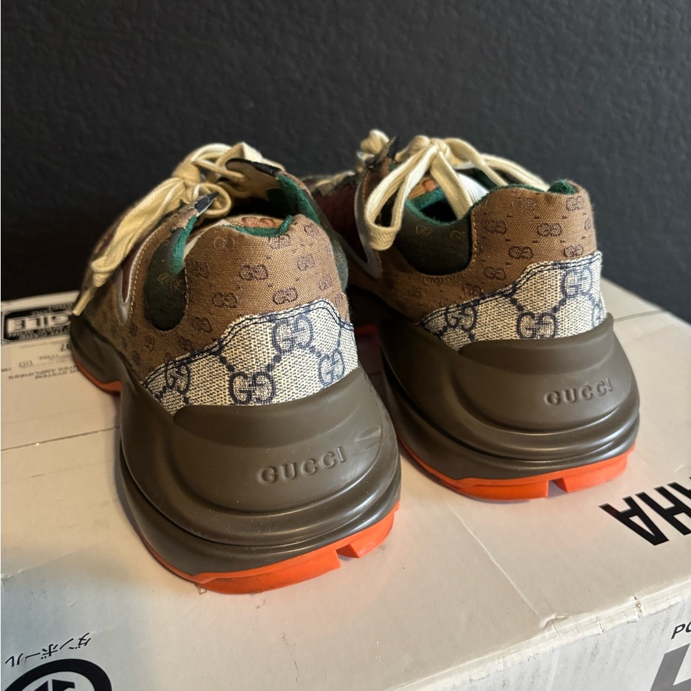 Authentic Gucci Beige and Red Patterned Sneakers - image 4